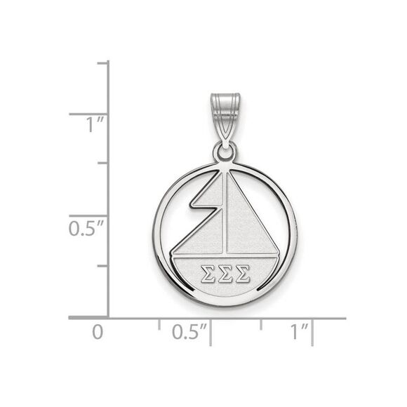 Sterling Silver Sigma Sigma Sigma Medium Circle Pendant - Picture 2 of 3